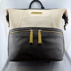 Kelly Moore Woodstock Camera Backpack – Cream & Gray Leather, Laptop + DSLR